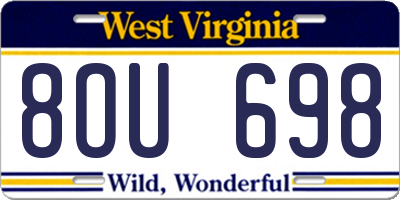 WV license plate 8OU698