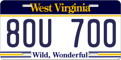 WV license plate 8OU700