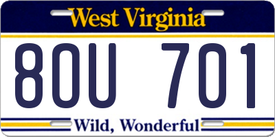WV license plate 8OU701