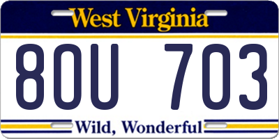 WV license plate 8OU703