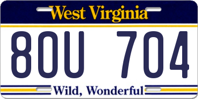 WV license plate 8OU704