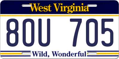 WV license plate 8OU705