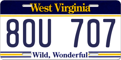 WV license plate 8OU707