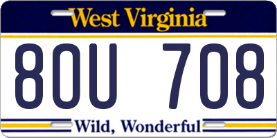 WV license plate 8OU708