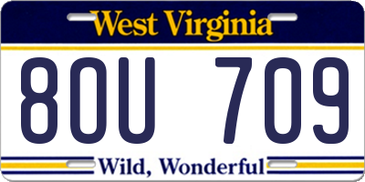 WV license plate 8OU709