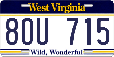 WV license plate 8OU715