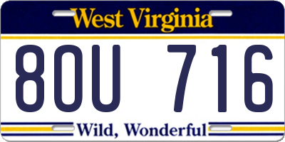 WV license plate 8OU716
