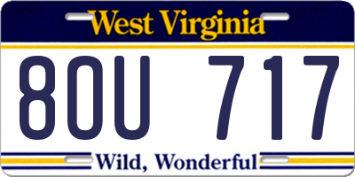 WV license plate 8OU717