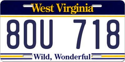 WV license plate 8OU718