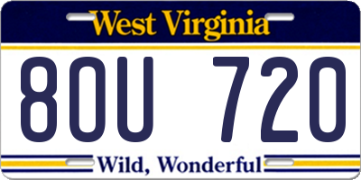 WV license plate 8OU720