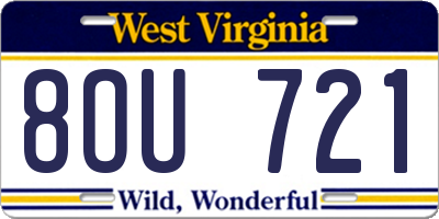 WV license plate 8OU721