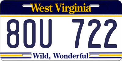 WV license plate 8OU722