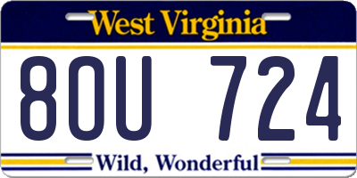 WV license plate 8OU724
