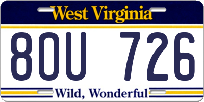 WV license plate 8OU726