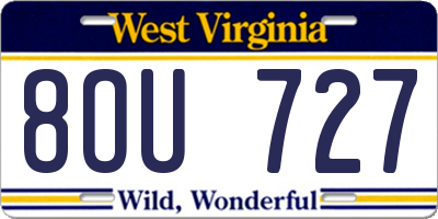WV license plate 8OU727