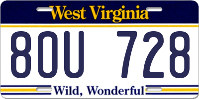 WV license plate 8OU728