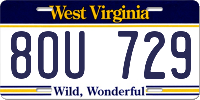 WV license plate 8OU729