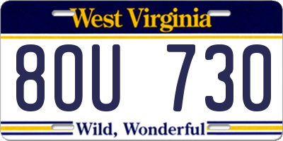 WV license plate 8OU730