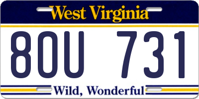WV license plate 8OU731