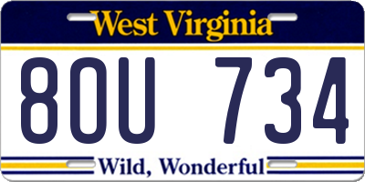WV license plate 8OU734