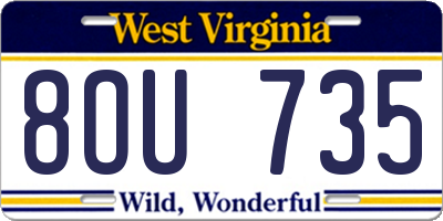 WV license plate 8OU735