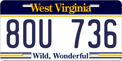 WV license plate 8OU736