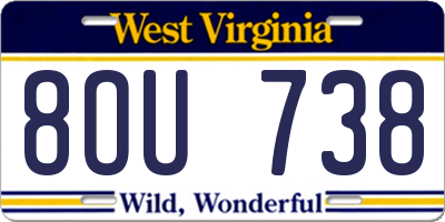 WV license plate 8OU738