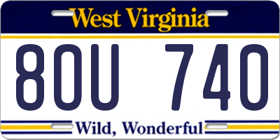 WV license plate 8OU740