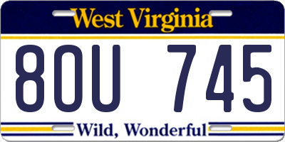 WV license plate 8OU745