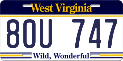 WV license plate 8OU747