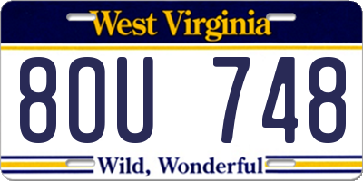 WV license plate 8OU748