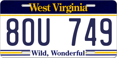 WV license plate 8OU749