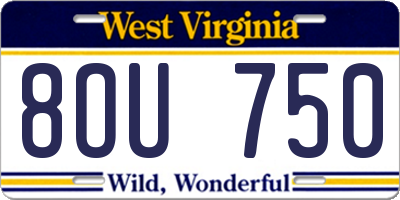 WV license plate 8OU750
