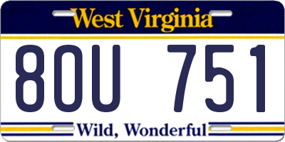WV license plate 8OU751