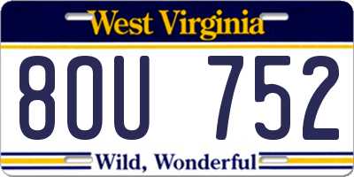 WV license plate 8OU752