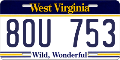 WV license plate 8OU753