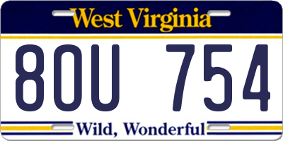 WV license plate 8OU754