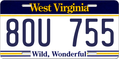 WV license plate 8OU755