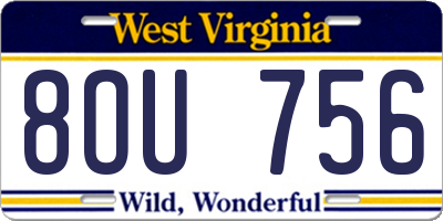 WV license plate 8OU756