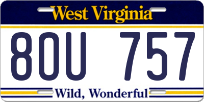 WV license plate 8OU757