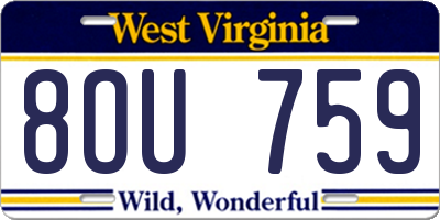 WV license plate 8OU759