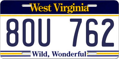 WV license plate 8OU762