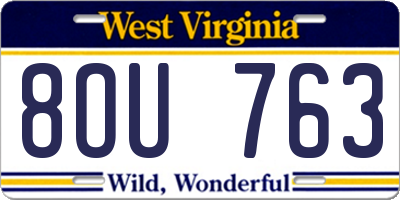 WV license plate 8OU763