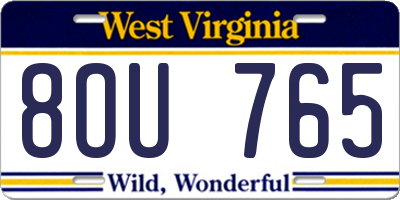 WV license plate 8OU765