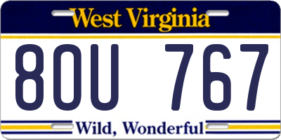 WV license plate 8OU767