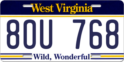 WV license plate 8OU768