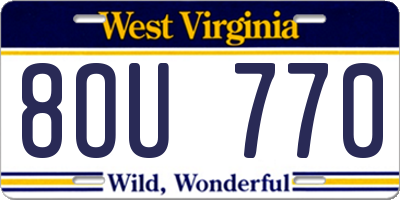 WV license plate 8OU770