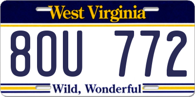 WV license plate 8OU772