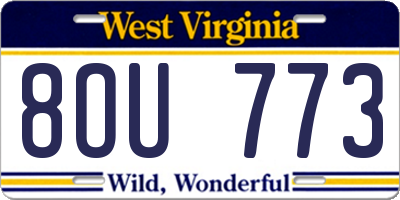 WV license plate 8OU773