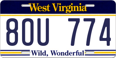 WV license plate 8OU774